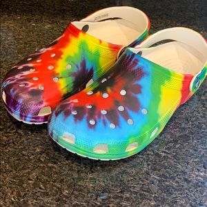 Psychedelic colored crocs